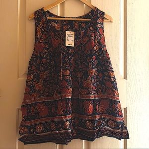New with tags Lucky Brand sleeveless tunic shirt, size XL.  Beautiful design!